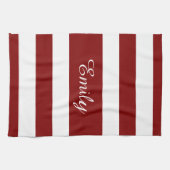 Linge De Cuisine Motif rayures rouges et blanches Nom Imprimé (Horizontal)
