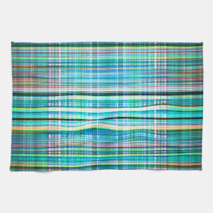 Linge De Cuisine Motif rayures rudes vert vintage