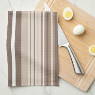 Linge De Cuisine Motif rayures ton neutre terrien Design 