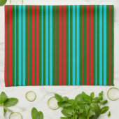 Linge De Cuisine Motif rayures vert rouge bleu (Plié)