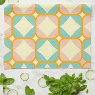 Linge De Cuisine Motif rétro continu avec des carrés arrondis