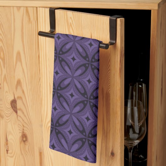 Linge De Cuisine Motif Rétro de Couleur Violet Foncé (Pliage en tiers)