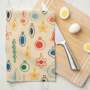 Linge De Cuisine Motif rétro du milieu du siècle avec jouets d'arbr