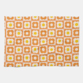 Linge De Cuisine Motif rétro Floral Checker Jaune, orange (Horizontal)
