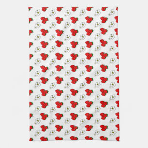 Linge De Cuisine Motif Rétro Fraises et Fleurs