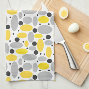Linge De Cuisine motif rétro haricot gris jaune pour décoration à d