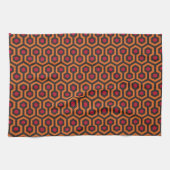 Linge De Cuisine Motif rétro moderne orange rouge Brown Hexagon (Horizontal)