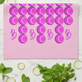 Linge De Cuisine Motif rétro rose dans le style tendance avec monog (Plié)