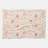 Linge De Cuisine Motif romantique avec des coeurs et des lèvres (Horizontal)