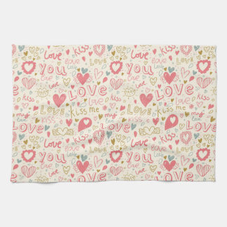 Linge De Cuisine Motif romantique avec des coeurs et des lèvres