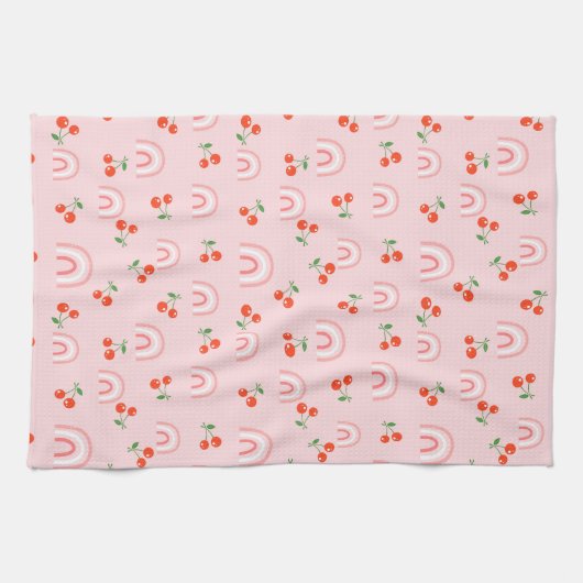 Linge De Cuisine Motif rose arc-en-ciel cerise (Horizontal)