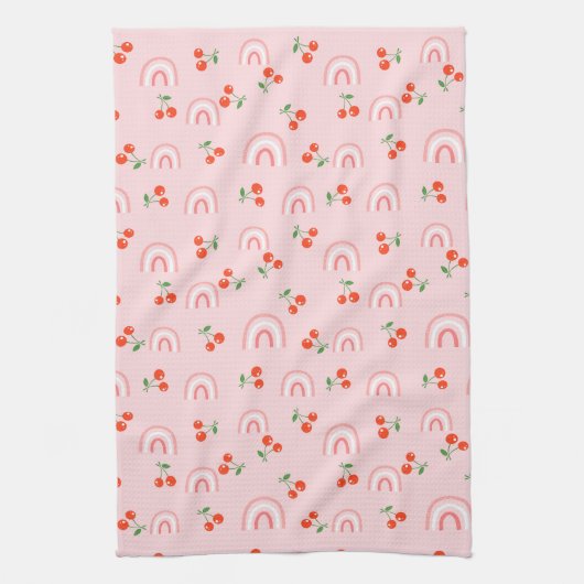 Linge De Cuisine Motif rose arc-en-ciel cerise (Vertical)