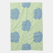 Linge De Cuisine Motif rose bleu sur fond vert (Vertical)