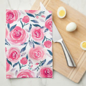 Linge De Cuisine Motif Rose d'aquarelle rose (Quart Plié)