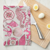 Linge De Cuisine Motif rose de mer (Quart Plié)