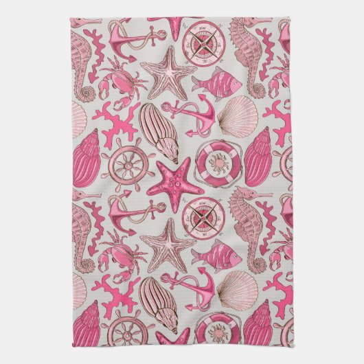 Linge De Cuisine Motif rose de mer (Vertical)