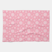 Linge De Cuisine Motif rose et blanc de flocons de neige d'hiver (Horizontal)