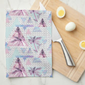 Linge De Cuisine Motif rose et bleu d'aquarelle de palmier (Quart Plié)