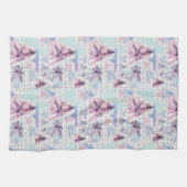 Linge De Cuisine Motif rose et bleu d'aquarelle de palmier (Horizontal)