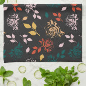 Linge De Cuisine Motif rose et Feuille (Plié)