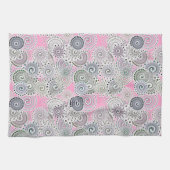 Linge De Cuisine Motif, rose et gris (Horizontal)