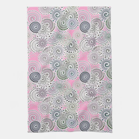Linge De Cuisine Motif, rose et gris (Vertical)