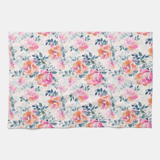 Linge De Cuisine Motif rose et Turquoise (Horizontal)