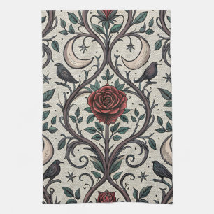 Linge De Cuisine Motif Rose Gothique Foncé (1)
