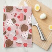 Linge De Cuisine Motif rose mignon de petits gâteaux, de coeurs et (Quart Plié)