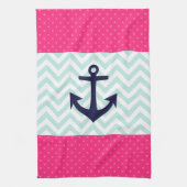 Linge De Cuisine Motif rose nautique d'Ancre de Chevron de menthe (Vertical)