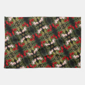 Linge De Cuisine Motif Rose Rouge Et Blanc (Horizontal)