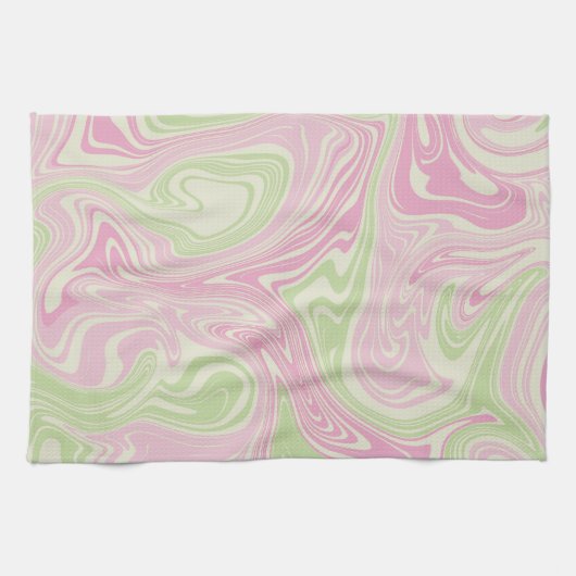 Linge De Cuisine Motif rose vert à bille liquide (Horizontal)