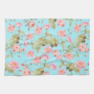 Linge De Cuisine Motif Rose Vintage Victorien d'été sur Turquoise