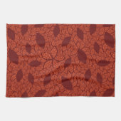 Linge De Cuisine Motif rouge de feuille sur l'orange (Horizontal)