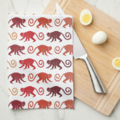 Linge De Cuisine Motif rouge de singes (Quart Plié)