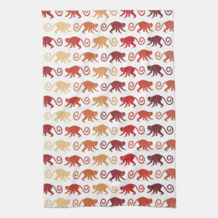 Linge De Cuisine Motif rouge de singes