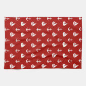Linge De Cuisine Motif rouge de voiliers et d'Ancres (Horizontal)