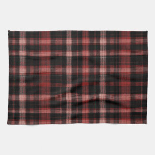 Linge De Cuisine Motif rouge et noir rustique