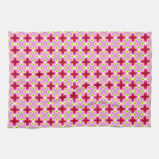 Linge De Cuisine Motif rouge rose (Horizontal)