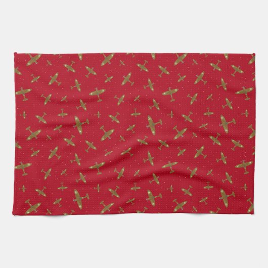 Linge De Cuisine Motif rouge Spitfire (Horizontal)