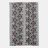 Linge De Cuisine Motif roumain géométrique rouge et noir (Vertical)