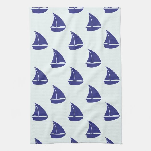Linge De Cuisine Motif Royal Blue Sailboat (Vertical)