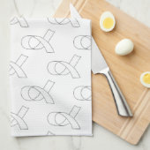 Linge De Cuisine Motif Ruban Blanc (Quart Plié)
