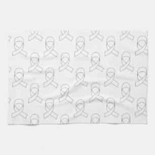 Linge De Cuisine Motif Ruban Blanc