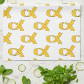 Linge De Cuisine Motif Ruban Doré (Plié)