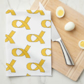 Linge De Cuisine Motif Ruban Doré (Quart Plié)