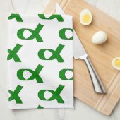 Linge De Cuisine Motif Ruban Vert (Quart Plié)