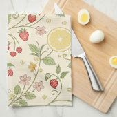 Linge De Cuisine Motif rustique de fraise et d'agrumes (1) (Quart Plié)
