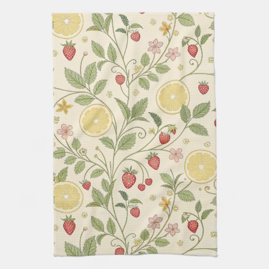 Linge De Cuisine Motif rustique de fraise et d'agrumes (1) (Vertical)
