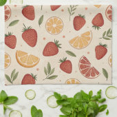 Linge De Cuisine Motif rustique de fraises et d'agrumes (2) (Plié)
